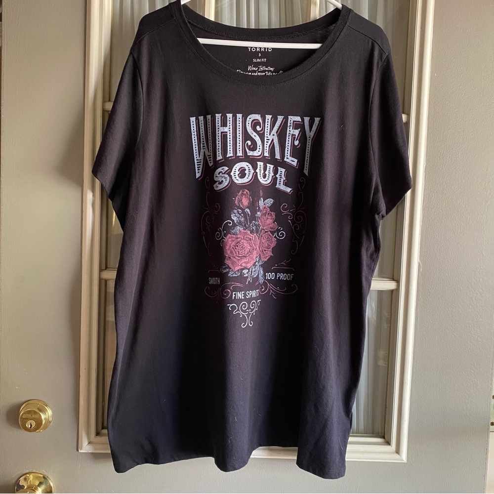 Torrid Black T-Shirt with Whiskey Soul Graphic